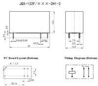 Relais électromagnétique haute puissance à usage général JQX-132F 16A 8A 250VAC PCB plastique scellé
