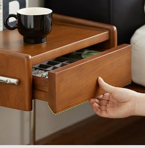 NKOL Midcentury Modern Wood Nightstand With Metal Legs 1 <b>Drawer</b> Storage <b>Side</b> <b>Table</b> For Bedroom Living Room Furniture - Product Image 4