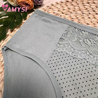 M519 #   Celana Dalam Bikini Rajut Solid Modis Seksi untuk Wanita Bertubuh Gemuk, Bahan Katun dengan Renda di Pinggang, Ukuran Tinggi, Elastisitas Tinggi, Grosir