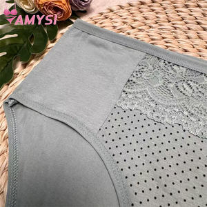 M519 # 热销款日常实心针织时尚性感胖女士棉蕾丝腰围高弹力比基尼内裤批发 - Product Image 5