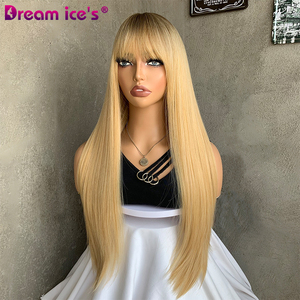 <span class=keywords><strong>Parrucca</strong></span> da <span class=keywords><strong>donna</strong></span> #613 capelli lunghi lisci e lisci Premium in fibra con frangia resistente al calore per uso Costume - Product Image 3