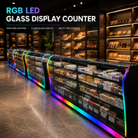 Vitrine de présentation de cigares et de tabac à plusieurs niveaux avec écran LED RGB personnalisé pour les magasins de vente au détail de produits fumeurs