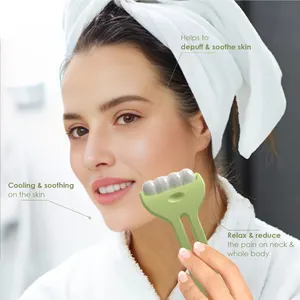 Everyday Home Use Beauty Equipment-Facial Green Ice Roller For Eye Face Body Massage Wrinkles Reduction And Puffines