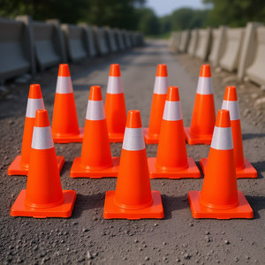 Conos de Tráfico Naranjas de 18 Pulgadas con Base de PVC y Lámina Reflectante, Estilo Estándar para Seguridad Vial, Construcción y Estacionamientos - Product Image 2