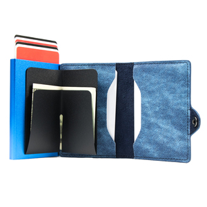 NOUVEAU Design Cowboy Wallets Blue Jeans Smart Wallets RFID Anti Theft Aluminium Credit Pop Out Card Holder With Coin Purse - Product Image 2