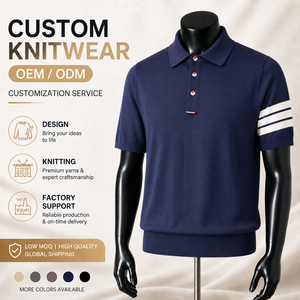 T-shirt à manches courtes respirant et anti-humidité pour homme, col à revers, motif trois bandes <span class=keywords><strong>Paul</strong></span>, style Old Money, transfrontalier - Product Image 1