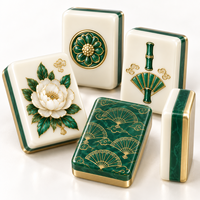 Jeu de tuiles de Mahjong américain avec motifs floraux en jade, idéal pour les soirées de jeu en famille, cadeau, vente au détail et personnalisation de marque