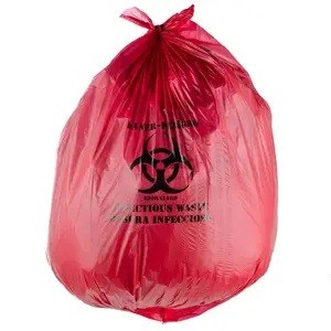 48x58cm1.2 Mil Disposable Stand up Pouch Biohazard Trash Bag for Medical Infectious Waste Gravure Printing Surface Handling