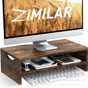 Wooden <b>Desktop</b> Computer Riser Stand Monitor <b>Shelf</b> Office Organizer 1 Tier Rectangle Standing Type - Product Image 4