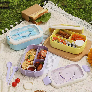 กล่องข้าวเด็กแบบ 3 ช่องสำหรับเข้าไมโครเวฟ พร้อมช้อนส้อม - Product Image 4