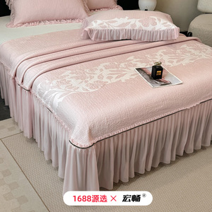 Ice Silk Vine Bed Skirt Set Embroidered Cooling Princess Style For Home 1.5m 1.8m 2.0m Bed - Product Image 3