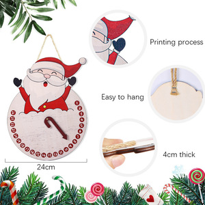 Nuevo Adorno Colgante de Madera <span class=keywords><strong>para</strong></span> Puerta con Diseño de Dibujos Animados de Papá Noel, Alce y Muñeco de Nieve, con Reloj y Cuenta Regresiva Navideña - Product Image 4