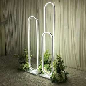 อุปกรณ์ประกอบฉากงานแต่งงานใหม่ ชุดสามชิ้นรูปวงรีเรืองแสง ตกแต่งขาตั้งดอกไม้งานแต่งงาน ของตกแต่งงานแต่งงาน ทางเดินดอกไม้งานแต่งงาน - Product Image 3