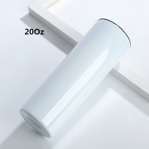 20oz Skinny White Straight Sublimation Blanks Tumblers Stainless Steel with <b>Metal</b> <b>Straws</b> Minimalist Halloween Coffee Mugs - Product Image 3