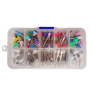 Brosses de polissage en nylon <span class=keywords><strong>pour</strong></span> laboratoire <span class=keywords><strong>dentaire</strong></span>, assortiment de brosses colorées, kit de prothèses dentaires, type à clip, tige métallique RA, nettoyage des dents, CE ISO - Product Image 1