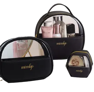 Soporte de maquillaje esmerilado impermeable, bolsa de aseo de lujo transparente, conjunto de bolsa de cosméticos de PU, 2021, 3 uds.