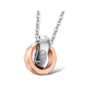Collar de pareja de estilo europeo americano, diseño geométrico entrelazado de acero de titanio, regalo de San Valentín para mujer - Product Image 3