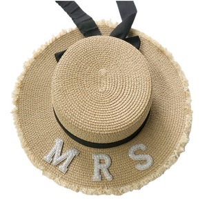 Chapeau de mariée élégant en paille naturelle, idéal pour les mariages à la plage, les séances photo et les fêtes de jardin – Coffret cadeau pour la mariée et ses demoiselles d'honneur - Product Image 5