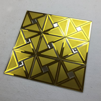 Mosaïque de miroir biseauté sur mesure avec décalcomanie de toile de fond en verre de cristal incrusté