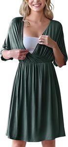 Robe d'allaitement de maternité à col en V et manches courtes, en tricot côtelé, vêtements de <span class=keywords><strong>grossesse</strong></span> S-XXXL - Product Image 4