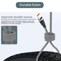 Kabel USB 2.0 Aluminium Perak dengan Jalinan Nilon, Pengisian Cepat 6A, USB Tipe A ke C Male, Kabel Charger untuk Laptop Smartphone