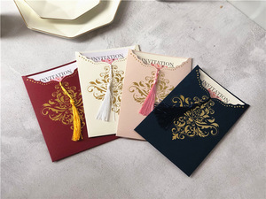 Carte d'invitation de luxe en feuille d'or premium, vernissage mat, ornements d'enveloppe personnalisés pour les annonces de <span class=keywords><strong>mariage</strong></span> et d'anniversaire - Product Image 6