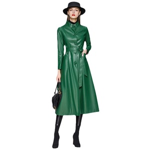 Cappotto Lungo da Donna in Ecopelle Stile Coreano Slim Fit con Colletto Rovesciato e Bottone Singolo, Stile Casual Autunnale - Product Image 5