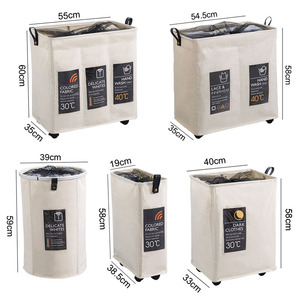 Foldable Storage Basket with Wheels Caster Laundry Basket Collapsible Large Hamper Barrel Dirty Clothes Laundry Bag Organization