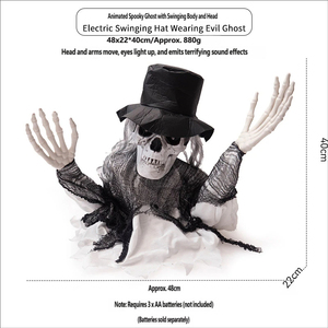 Decorazione di Halloween: Clown Oscillante a Mezzo Busto, Teschio, Zucca, Fantasma Mangiapersona con Sensore Elettrico, Luminoso e Sonoro per un'Atmosfera Terrificante - Product Image 4