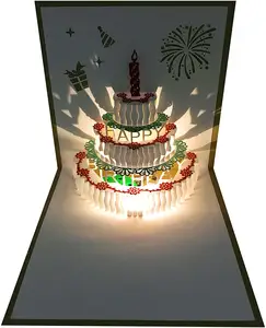 3D alles Gute zum Geburtstag Karten 3D Pop-up Musik Licht 3D Popup Geburtstags karten handgemachte Licht & Musik Pop Geburtstags karte