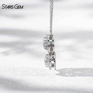สร้อยคอทองคำ 14K Starsgem ประดับเพชร DEF VS 2.3 กะรัต เพาะเลี้ยงในห้องปฏิบัติการ ดีไซน์คลาสสิกสำหรับทุกเพศ รูปหัวใจและใบโคลเวอร์ แม่เหล็กดูดติดได้ ปรับเปลี่ยนรูปแบบการสวมใส่ได้หลากหลาย หรูหรา สวยงาม - Product Image 5