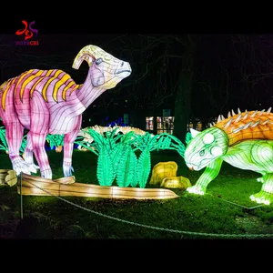 Dekorasi Festival lampu hewan LED luar ruangan dinosaurus lentera pertunjukkan dekat saya