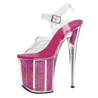 Nouveau élégant 20cm Sexy Super Hauts Talons Sandales transparent cristal Plate-Forme Chaussures 8 pouces chaussures en cristal