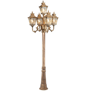 Lampadaire de jardin extérieur en fer avec abat-jour en verre LED, lumière blanc chaud 2700K, IP66, ampoule A19 non amovible, alimentation solaire AC 220V avec détecteur de mouvement - Product Image 3