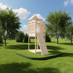 Casetta da gioco in legno massello di pino con parete da arrampicata per uso esterno in giardino, per bambini dai 3 agli 8 anni - Product Image 2