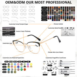 Le miroir plat de jambe en métal de ressort de miroir de frontière croisée peut être équipé du nouveau cadre d'oeil de chat unisexe anti-bleu myopie lunettes - Product Image 2