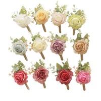 Boutonnieres Mawar Kain Buatan untuk Pernikahan, Pengantin Pria, Acara Bisnis, Aksesoris Bunga, Festival Qixi