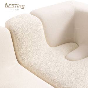 इतालवी डिजाइन नए एकल सोफे अनुकूलन योग्य सफेद कपड़े + मखमल संयोजन सोफा - Product Image 2