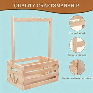 <strong>Wooden</strong> Baby Shower Crate Closet , Baby Storage Nursery Crate <strong>Hamper</strong> with Handle, <strong>Gift</strong> <strong>Basket</strong> for Baby Nursery Excluding Hangers - Product Image 2
