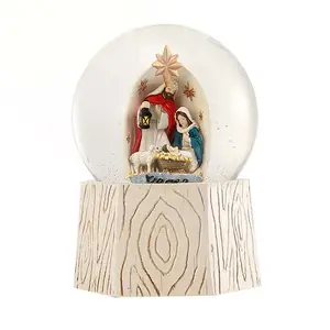 Globo de nieve personalizado, cristal de resina soplado, decoración de Navidad, Base blanca, cuento clásico de Jesús, globo de nieve