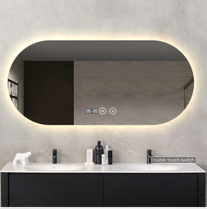 Miroir de luxe moderne ovale éclairé or salle de bain LED mural intelligent avec écran tactile antibuée Fonction grossissante évaluée IP44 - Product Image 6