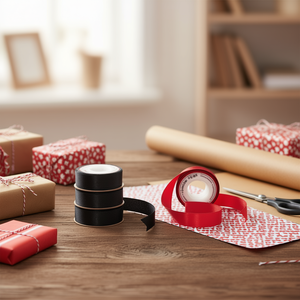 Nastro decorativo Iln 2,5 cm x 3,5 m nero rosso per confezioni regalo e lavori artigianali - Product Image 3