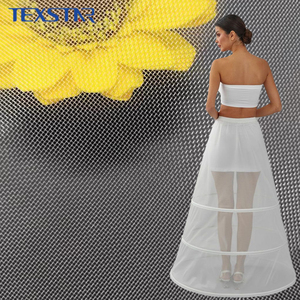 Tessuto in <span class=keywords><strong>Tulle</strong></span> Rigido <span class=keywords><strong>Bianco</strong></span> 100% Poliestere 75D, Certificato OEKO-TEX, per Abiti da Sposa - Product Image 1