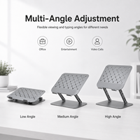 Nouveau support pour ordinateur portable multi-angles en alliage d'aluminium avec ventilation, conforme aux normes CE et RoHS, idéal pour le travail de designer et les tablettes