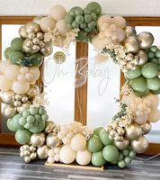 Kit Dekorasi Gerbang Balon Hijau Sage untuk Pernikahan, Bridal Shower, Pesta Boho dengan Balon Konfeti Emas