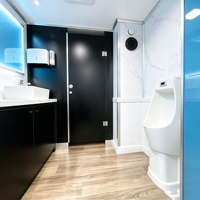 Remorque sanitaire portable à double cabine avec toilettes et réservoir de stockage pour les secours d'urgence et les camps d'aide humanitaire