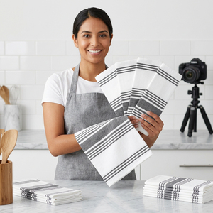 Cotton Quick-Dry Reusable Eco-Friendly Woven Square Kitchen Towels-Customizable Manufacturer From India - Product Image 1