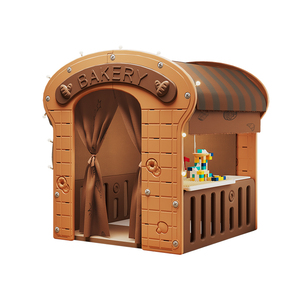 Tenda Gioco per Bambini a Forma di Panetteria, Grande Casetta in Plastica per Giochi di Ruolo al Coperto, Casetta Privata per Bambini con Tenda e Luci a Corda - Product Image 1