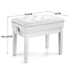 Banco de <span class=keywords><strong>Piano</strong></span> Ajustable HUASHENG, Color Blanco/Negro Nogal, Cuero Sintético, Marco de Madera, Instrumentos de Teclado al por Mayor - Product Image 2