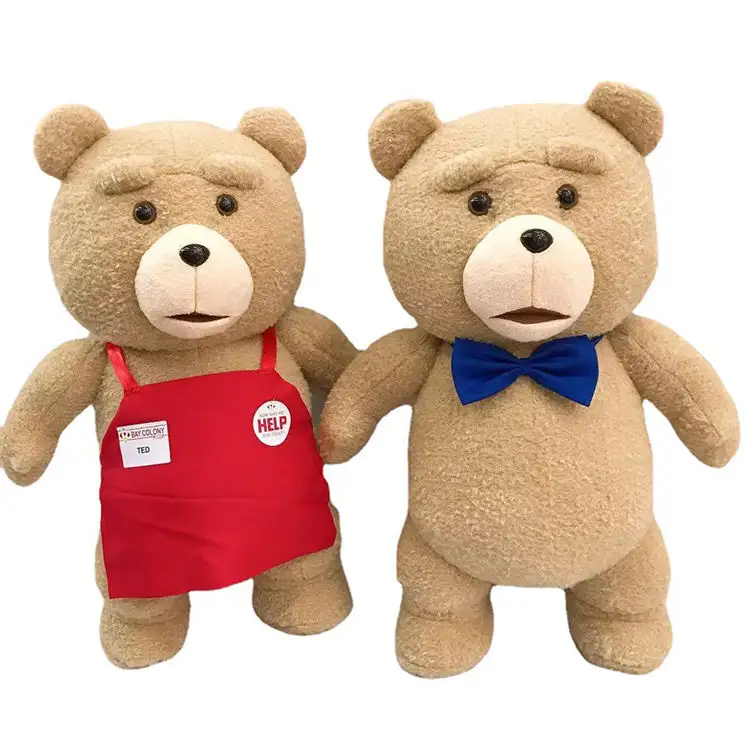 Peluche de oso de peluche TED De 48cm, 2 muñecos de peluche de juguete en delantal, animales de peluche suaves, muñecos de animales para niños